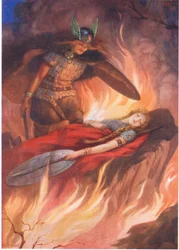 "Sigurd och Brynhild" ur "The Sword of the Volsungs" illustrerad i "Children