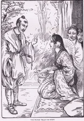 Prinsen berättar sin historia (ur Månens dotter) (litografi)