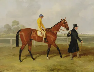 Sir Tatton Sykes (1772-1863) Ledande i hästen "Sir Tatton Sykes", med William Scott Up, 1846