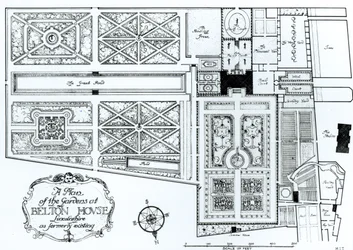 A Plan of the Gardens at Belton House, Lincolnshire, som tidigare existerade, c.1900