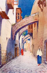 Via Dolorosa, Jerusalem, Palestina, ca 1910, från A Book of Modern Palestine av Richard Penlake pub. ca 1910