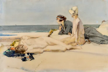 En avskild strand och ett avlägset segel