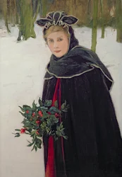 Vinter - Porträtt av en flicka i ett vinterlandskap