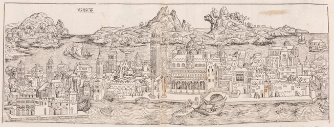 1930 års nytryck av vyn över Venedig från Nürnbergkrönikan (beskuren)