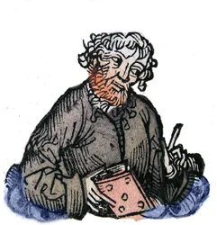 Porträtt av Juvenal (Decimo Giunius Iuuenalis) latinsk satirisk poet från slutet av 1000-talet. Xylografi av "" Chronicles of Nuremberg"" av Hartmann Schedel