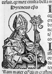 Sankt Irenaeus biskop efter Nürnbergs krönika av Hartmann Schedel