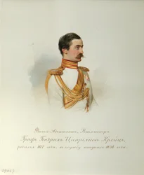 Porträtt av greve Heinrich Cyprianovich von Kreutz från albumet av de kejserliga hästvakterna, 1846-1849