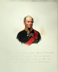 Porträtt av Dmitri Vasilyevich Vasilchikov 1778-1859 från albumet av de kejserliga hästvakterna, 1846-1849