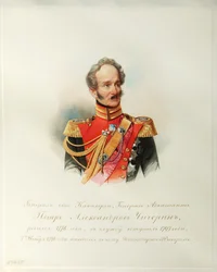 Porträtt av general Pjotr Alexandrovich Chicherin från albumet med de kejserliga hästvakterna, 1846-1849