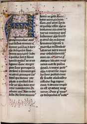 Evangeliebok med evangelistporträtt: Dekorerad initial, ca. 1480.