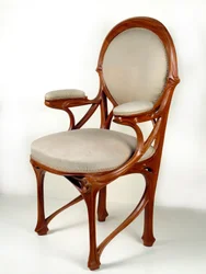 Art Nouveau: Amerikansk fåtölj i valnöt