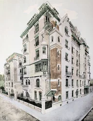 "Castel-Beranger", illustration från en bok av Hector Guimard (1867-1942)