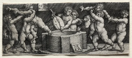 Åtta nakna barn vid en brunn, 1539.