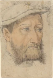 Porträtt av en skäggig man med en basker, ca. 1540.