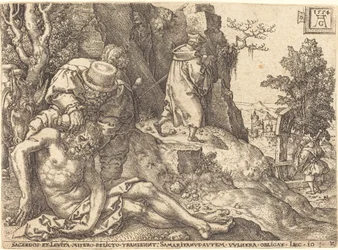 Den barmhärtige samariten tjänar resenären, 1554.