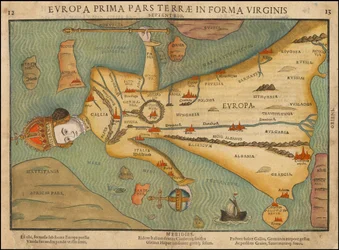 1580-tals antropomorf karta över Europa av Heinrich Bünting
