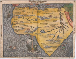 1592 års karta över Afrika på tjeckiska av Heinrich Bünting