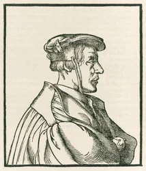 Heinrich Cornelius Agrippa von Nettesheim (1486-1535) titelbladsgravyr från De occulta philosophia libri tres publicerad 1533.