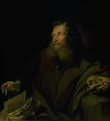 Vaxmodelleraren Simon som St. Jerome