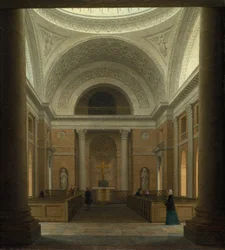 Slotskirken på Christiansborg, Köpenhamn, ca 1850-tal (olja på tyg)