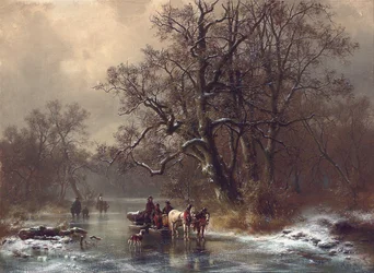 Loggare på en frusen vattenväg, 1873