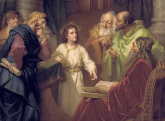 Tavla föreställande Kristus i templet, sent 1800 - tidigt 1900-tal