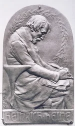 Porträttmedaljong av Heinrich Heine (1797-1856) (brons) (bw foto)