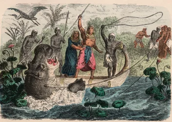 Forntida Egypten: farao på jakt efter flodhäst, 1866