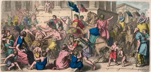 Ancient Rome: Procession (Pompa) till spelen i Circus - tävlandes procession mot arenan