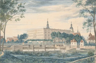 Utsikt över slottet Dessau från öster, 1820.