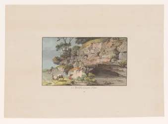 Vy över en herde med getter bredvid en grotta i Montcherand à montcherand, prés d