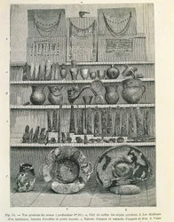 Den så kallade Priams skatt upptäckt av arkeologen Heinrich Schliemann (1822-1890), tryck