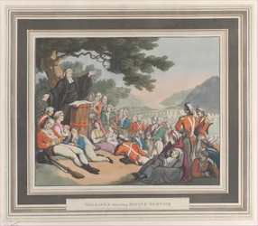 Soldater som deltar i gudstjänst, 1 augusti 1798.