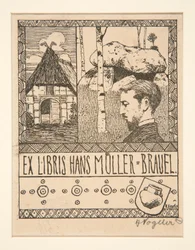 Bokskylt: Ex Libris Hans Mueller-Brauel