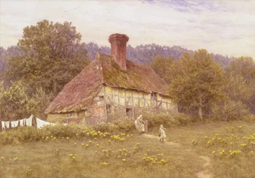 En stuga nära Blackdown, Sussex (akvarell)