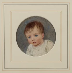 Gerald Allingham som en baby (akvarell på papper)