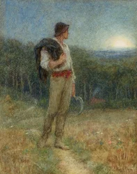 Harvest Moon, "globed in mellow splendour", 1879 (penna, wc och bodycolour på papper) (se även 149129)