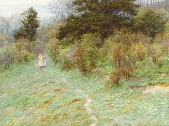 Primroses on a Surrey Heath (wc på papper)