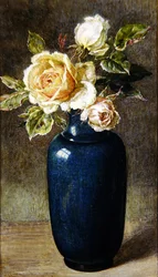Vas med rosor (gouache och akvarell på papper)