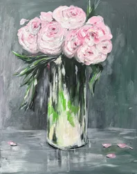Stilleben med rosa pioner
