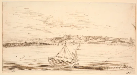Flodprospekt från Lormont, Bordeaux, sett från floden Garonne