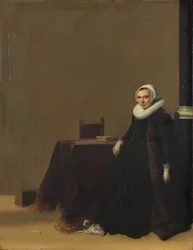 Porträtt av en kvinna med en hund, c.1635