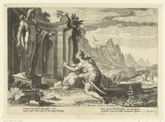 Cadmus frågar oraklet i Delphi vad han ska göra nu när han inte har kunnat hitta sin syster Europa Ovidius metamorfoser (serietitel)