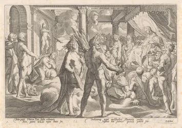 Phaëthon frågar Apollo om han får åka i sin vagn Metamorphoses of Ovid (serietitel)