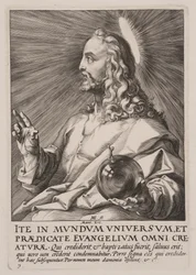 Kristus (som Salvator Mundi), från Kristus, apostlarna och Paulus med trosbekännelsen