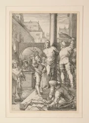 Flagellation of Christ, från The Passion, #6 i en serie av 12 gravyrer