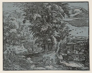 Landskap med fåraherdepar