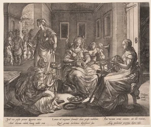 Lucretia och hennes kvinnor som spinner, från The Story of Lucretia