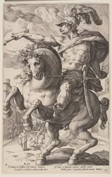 Marcus Curtius på hästryggen, från De romerska hjältarna