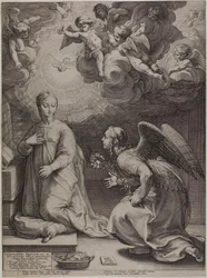 Bebådelsen, tavla ett från The Birth and Early Life of Christ